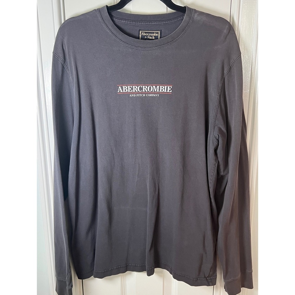 Vintage 90s Abercrombie & Fitch Long Sleeve Graphic T-Shirt Blue Mens Large
